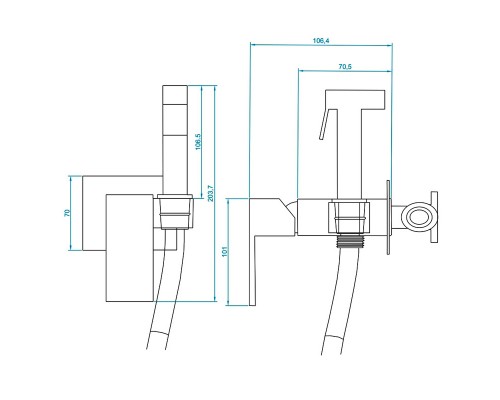 Гигиенический душ RGW Shower Panels SP-207, со смесителем, хром, 511408207-01