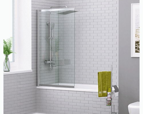 Стеклянная шторка на ванну WasserKraft 41S02-80, раздвижная, распашная, двустворчатая