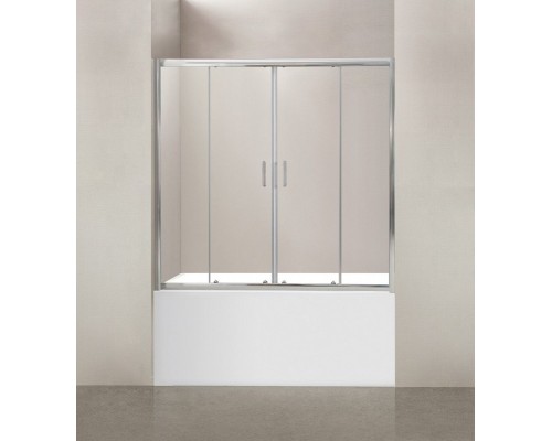 Душевая шторка на ванну BelBagno UNO, 170 х 145 см, стекло прозрачное/матовое/рифлёное, профиль хром