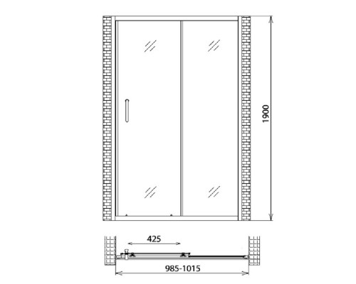 Душевая дверь Gemy Victoria, 100 х 190 см, раздвижная, стекло матовое, профиль хром, S30191HM