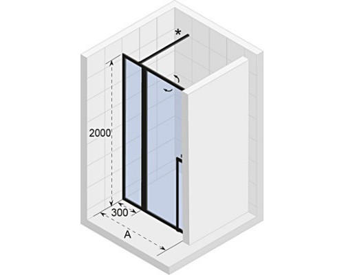 Душевая дверь в нишу Riho Lucid GD104 XL G005005121 цвет профиля - черный, 120 x 200 см