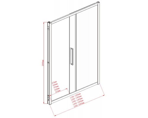Душевая дверь в нишу Aquanet Delta NPE6121, 160 x 200 см, стекло прозрачное, профиль хром, 273613