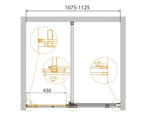 Душевая дверь в нишу Cezares STREAM-BF-1-110-C-Cr, 110 см, стекло прозрачное, цвет профиля хром