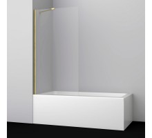 Стеклянная шторка на ванну WasserKraft Aisch 55Р, одностворчатая, 80 х 140 см, стекло прозрачное, профиль матовое золото, 55Р01-80 Fixed