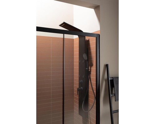 Душевая дверь в нишу Aquanet Pleasure, 150 х 200 см, стекло прозрачное, профиль черный матовый, AE60-N-150H200U-BT