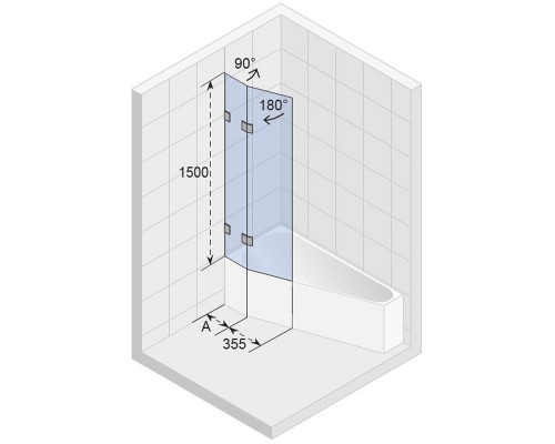 Шторка для ванны Riho VZ Scandic NXT X500 Space Saver, 91,5x150 см, цвет профиля черный, стекло прозрачное, левая/правая
