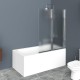 Душевая шторка на ванну BelBagno UNO, 90 х 150 см, стекло прозрачное/рифлёное, профиль хром, UNO-V-2-90/150-C/P-Cr