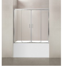 Душевая шторка на ванну BelBagno UNO, 150 х 145 см, стекло прозрачное/матовое/рифлёное, профиль хром