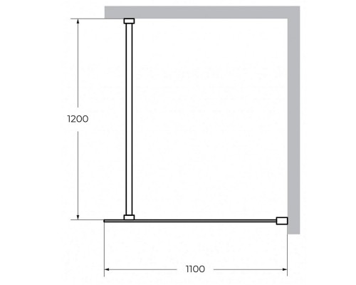 Душевая стенка Cezares Liberta 110 см со свободным входом, стекло прозрачное, профиль черный, LIBERTA-L-1-110-120-C-NERO