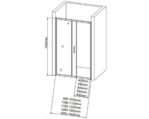 Душевая дверь в нишу Aquanet SD, 100 x 190 см, стекло прозрачное, профиль хром, SD-1000A