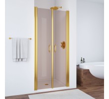 Душевая дверь распашная двустворчатая Vegas Glass E2P 0080 09 05, цвет профиля - золотой, стекло - бронза, 80*190 см