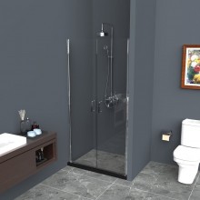 Душевая дверь в нишу BelBagno UNO, 70 х 190 см, двустворчатая, стекло прозрачное/рифлёное, профиль хром