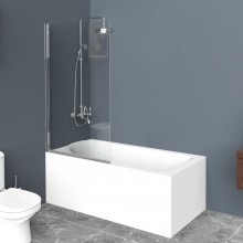 Душевая шторка на ванну BelBagno UNO, 70 х 150 см, стекло прозрачное/рифлёное, профиль хром