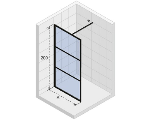 Душевая стенка Riho Grid GB400, 100 см, со свободным входом, стекло прозрачное, профиль черный, G004043121