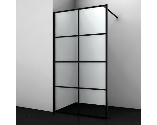 Душевая стенка WasserKraft Glan со свободным входом, 120 см, стекло прозрачное с принтом, профиль черный, 66W40
