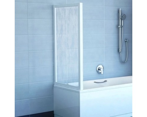 Боковая стенка шторки на ванну Ravak APSV-75, профиль белый, витраж транспарент, 95030102Z1