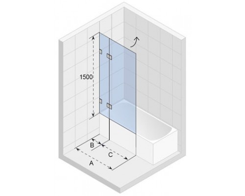 Шторка для ванны Riho VZ Scandic NXT X109, 90x150 см, цвет профиля хром, стекло прозрачное, левая/правая