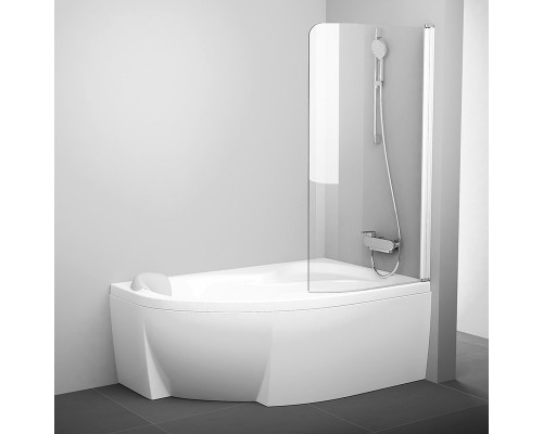 Шторка на ванну Ravak Rosa CVSK1 160/170, левая/правая, профиль белый, витраж транспарент, 7QLS0100Y1/7QRS0100Y1
