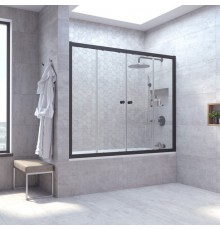 Шторка на ванну Vegas Glass, 150 х 140 см, стекла прозрачные, профиль черный матовый, Z2V NOVO 150 02М 01