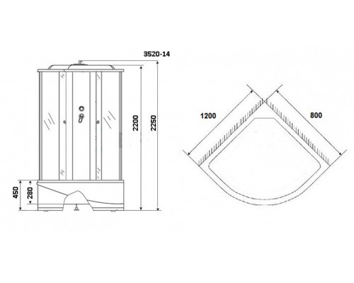 Душевая кабина Niagara Classic 120 x 80, с гидромассажем, высокий поддон, профиль - хром, стекло тонированное, NG-3520-14L/R