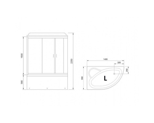 Душевая кабина Royal Bath RB140ALP-T-CH, 140 х 95 см, стекло прозрачное, L/R