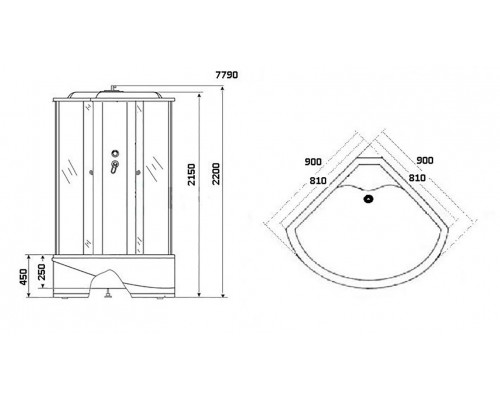 Душевая кабина Niagara 7790G, 90 x 90 см с гидромассажем, стенки золото