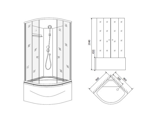 Душевая кабина Am.Pm Sense Deep New, 90 x 90 см, профиль белый, стекло прозрачное, W75C-218A090WT