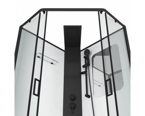 Душевая кабина Grossman Elegans 100 x 100 см, пятиугольная, профиль черный, GR250D