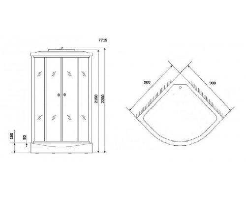 Душевая кабина Niagara 7715W, 90 x 90 см с гидромассажем, стенки белые