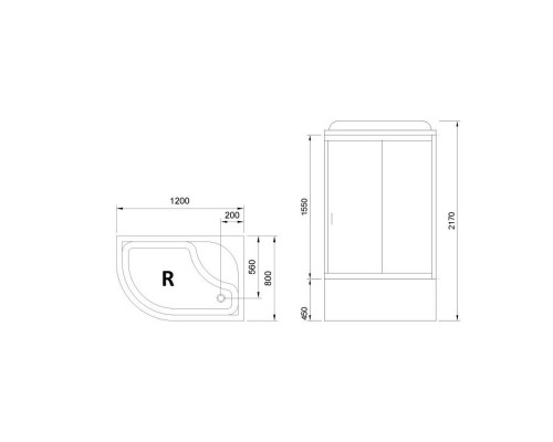 Душевая кабина Royal Bath RB8120BK6-WC-CH 120 х 80 см, дверь матовая, задние стенки белые