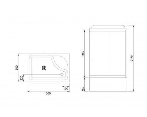 Душевая кабина Royal Bath RB8100BP1-T 100 х 80 см, стекло прозрачное L/R