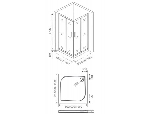 Душевое ограждение Good Door Infinity CR -80-G-CH, 80 х 80 х 185 см, стекло матовое Грейп, хром, ИН00015