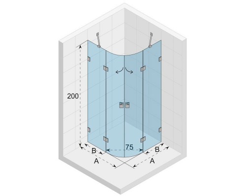 Душевой уголок Riho SZ Scandic NXT X309, 87x87x200 см, цвет профиля черный, стекло прозрачное, левый/правый, G001107121