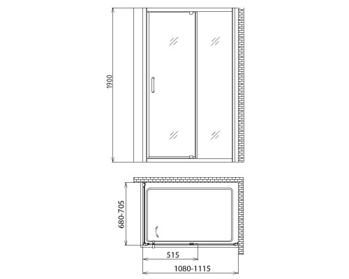 Душевой уголок Gemy Victoria, 110 х 70 х 190 см, стекло матовое, профиль хром, S30191DM-A70M