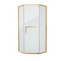 Душевой уголок Grossman Pragma PR-90GD, 90 x 90 см пятиугольный, стекло прозрачное, цвет профиля - золото, с полотенцедержателем