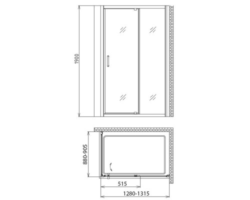 Душевой уголок Gemy Sunny Bay 130 х 90 см, стекло прозрачное, профиль хром, S28191D-A90