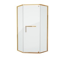 Душевой уголок Grossman Pragma PR-100GD, 100 x 100 см пятиугольный, стекло прозрачное, цвет профиля - золото, с полотенцедержателем