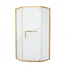 Душевой уголок Grossman Pragma PR-100GD, 100 x 100 см пятиугольный, стекло прозрачное, цвет профиля - золото, с полотенцедержателем