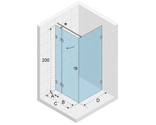 Душевой уголок Riho SZ Scandic NXT X203, 97x87x200 см, цвет профиля черный, стекло прозрачное, левый/правый