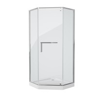 Душевой уголок Grossman Pragma PR-90SD, 90 x 90 см пятиугольный, стекло прозрачное, цвет профиля - серебро, с полотенцедержателем