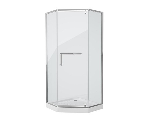 Душевой уголок Grossman Pragma PR-90SD, 90 x 90 см пятиугольный, стекло прозрачное, цвет профиля - серебро, с полотенцедержателем