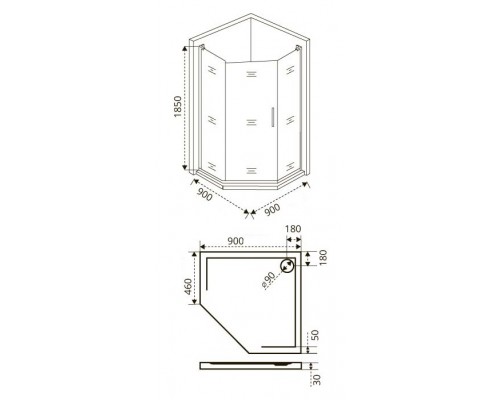Душевое ограждение Good Door Fantasy PNT -90-F-CH, 90 х 90 х 185 см, стекло прозрачное с зеркальным рисунком, хром, ФА00002
