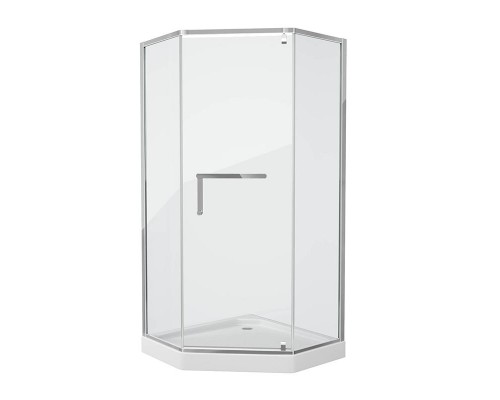 Душевой уголок Grossman Pragma PR-100SD, 100 x 100 см пятиугольный, стекло прозрачное, цвет профиля - серебро, с полотенцедержателем