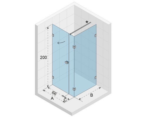 Душевой уголок Riho SZ Scandic NXT X204, 97x97x200 см, цвет профиля черный, стекло прозрачное, левый/правый