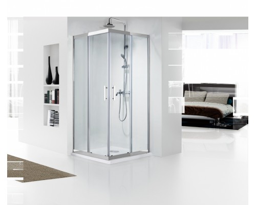 Душевой уголок Bravat Stream BS090.2204S, 90 x 90 x 200 см, двери раздвижные, стекло прозрачное, хром