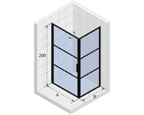 Душевой уголок Riho Grid GB201, G004011121, 90 х 90 см, стекло прозрачное, профиль черный