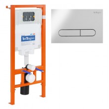 Инсталляция BelBagno для подвесного унитаза BB002-80, клавиша хром BB005-PR-CHROME