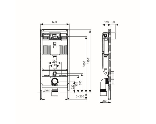 Инсталляция TECE TECEprofil Uni 2.0 для унитаза-биде, 9300379