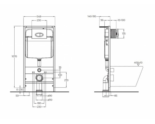 Инсталляция BelBagno для подвесного унитаза BB026, клавиша хром матовый BB050CR.MAT