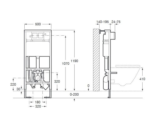 Инсталляционная система Roca In-Wall для подвесного унитаза, 7.890.9.080.0